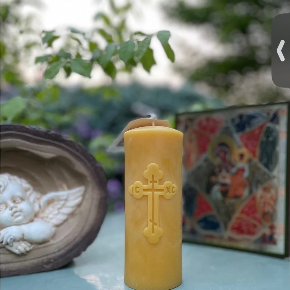 ORTHODOX CROSS PILLAR CANDLE.  Handmade  Large